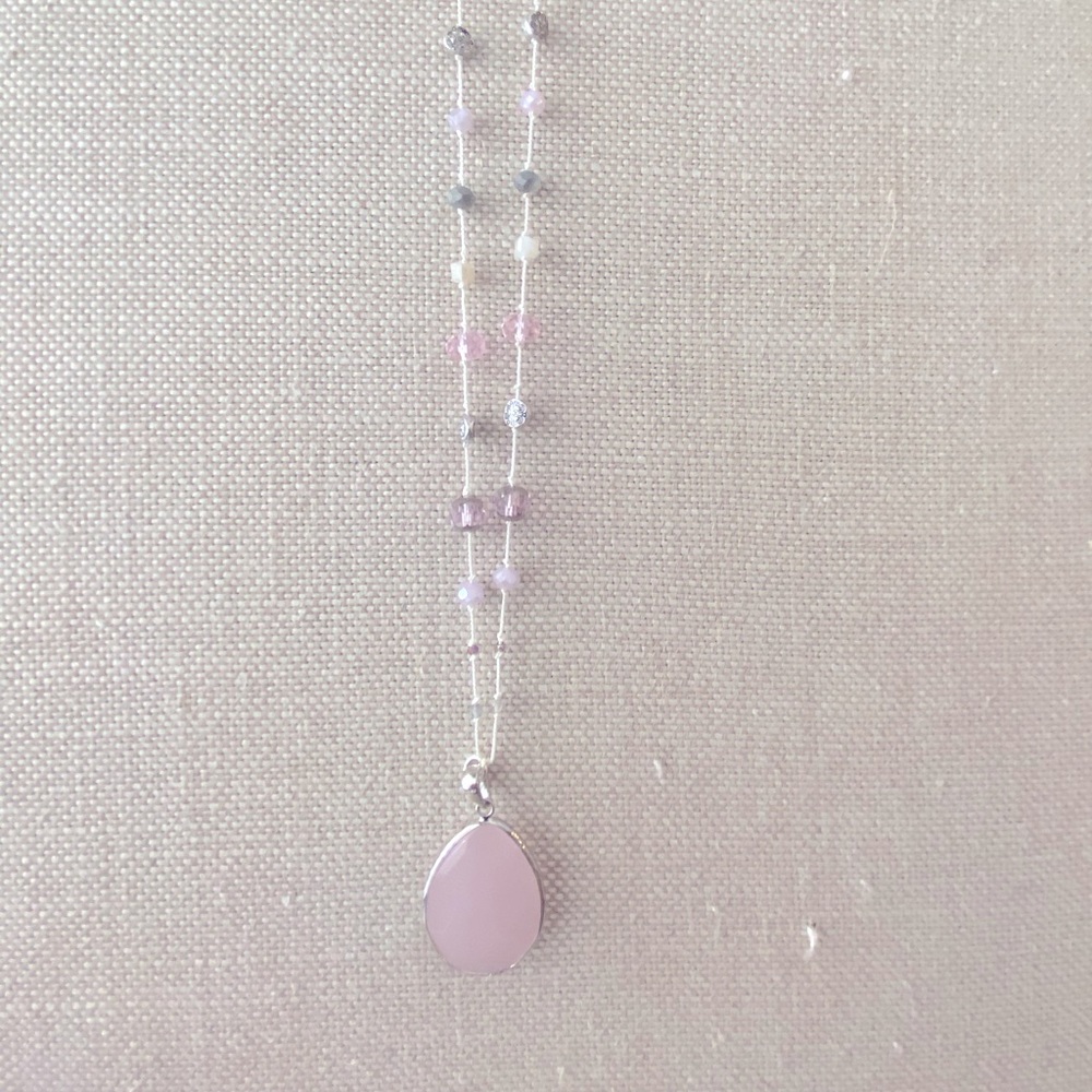 Pretty Rose Quartz long necklace